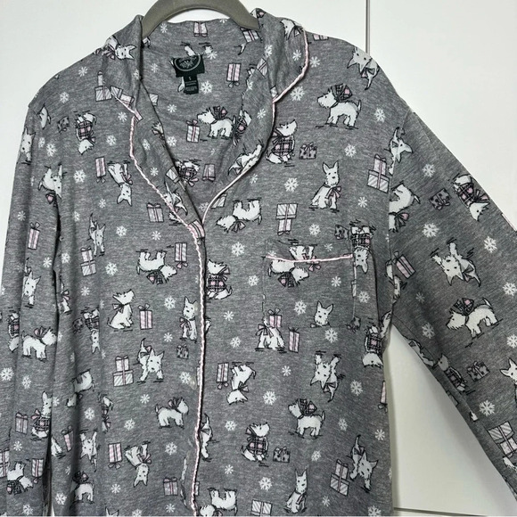 Laura Ashley Scottie Dog Pajama Set Long Sleeve Top and Pants Size Small Holiday - Picture 5 of 11